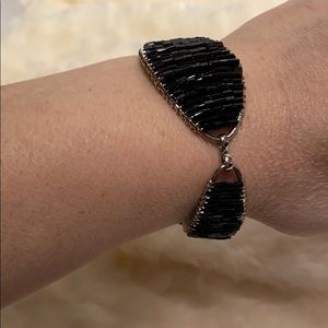 🆕 NEW Black Glam Beaded Silver Bracelet!!!